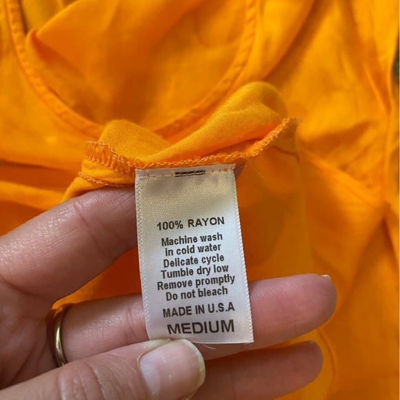 Tan Lines Women’s Satin Aloha Tank Dress Orange Midi M Resortwear Slip Dress - Picture 9 of 10